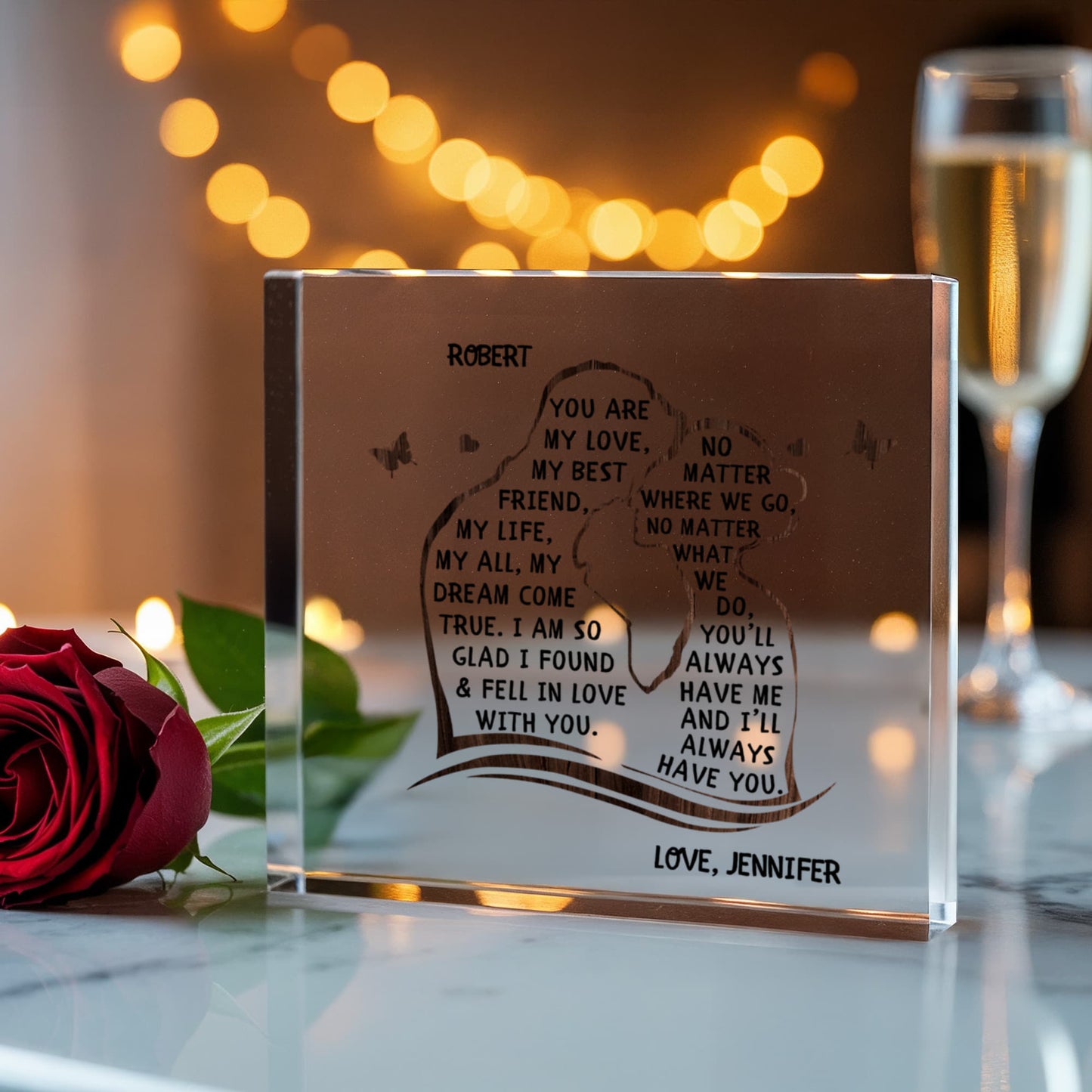 Personalized Couple Romantic Love Printed Acrylic Block