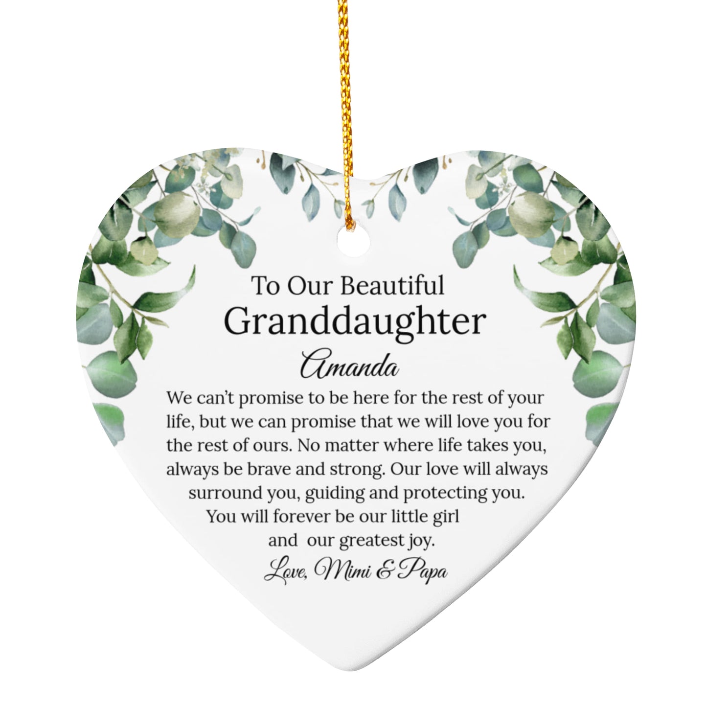 Granddaughter Ceramic Heart Ornament