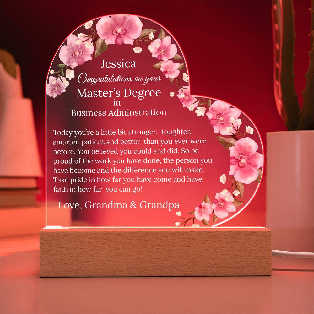 Personalized Masters Degree Graduation Plaque