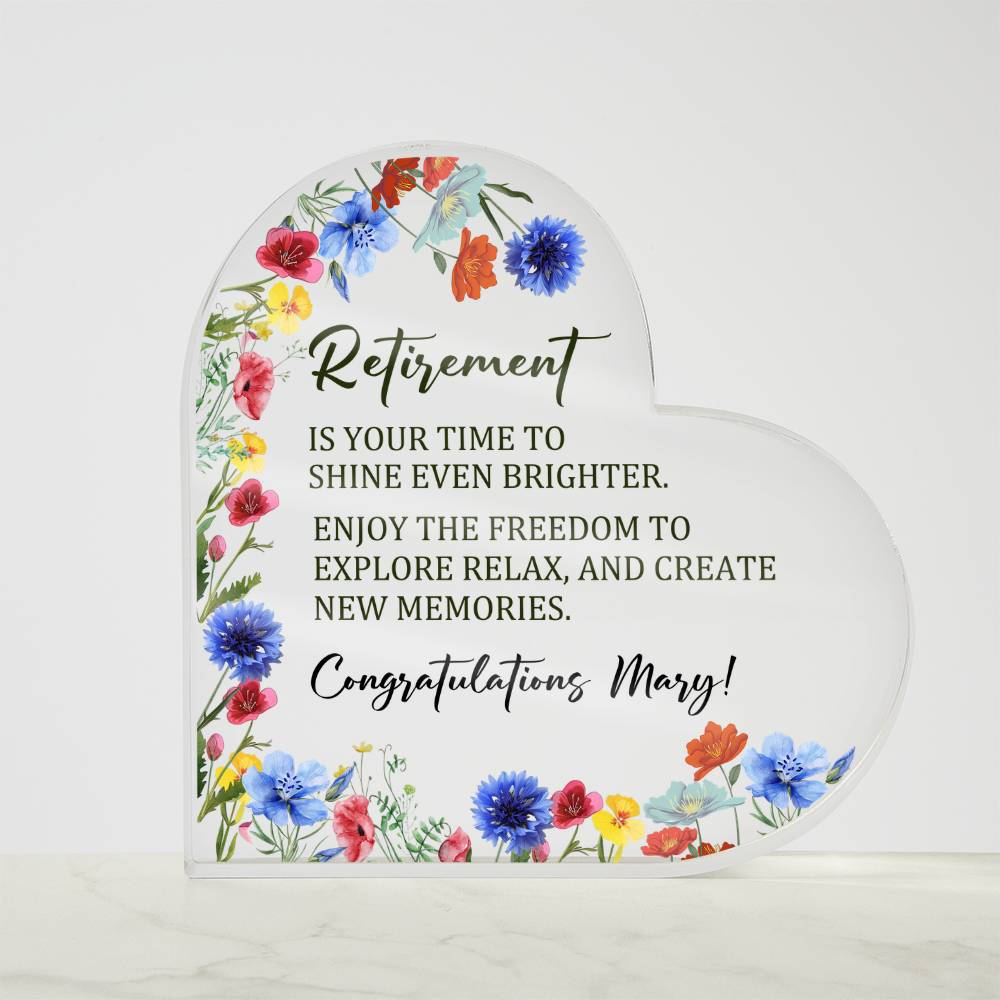 Retirement Acrylic Heart Plaque Gift