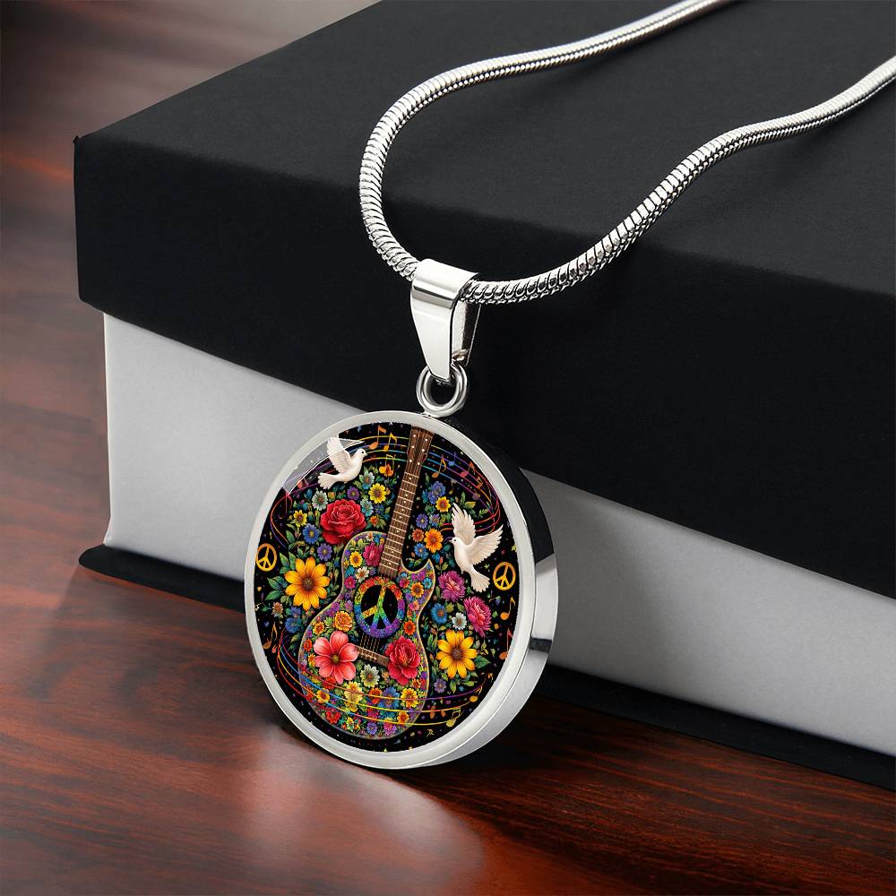 Peace Love Guitar Necklace with Engraving
