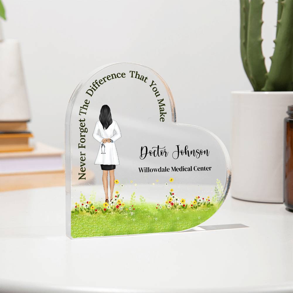 Nurse Doctor Acrylic Heart Plaque, Appreciation Gift, Doctor Thank You Gift