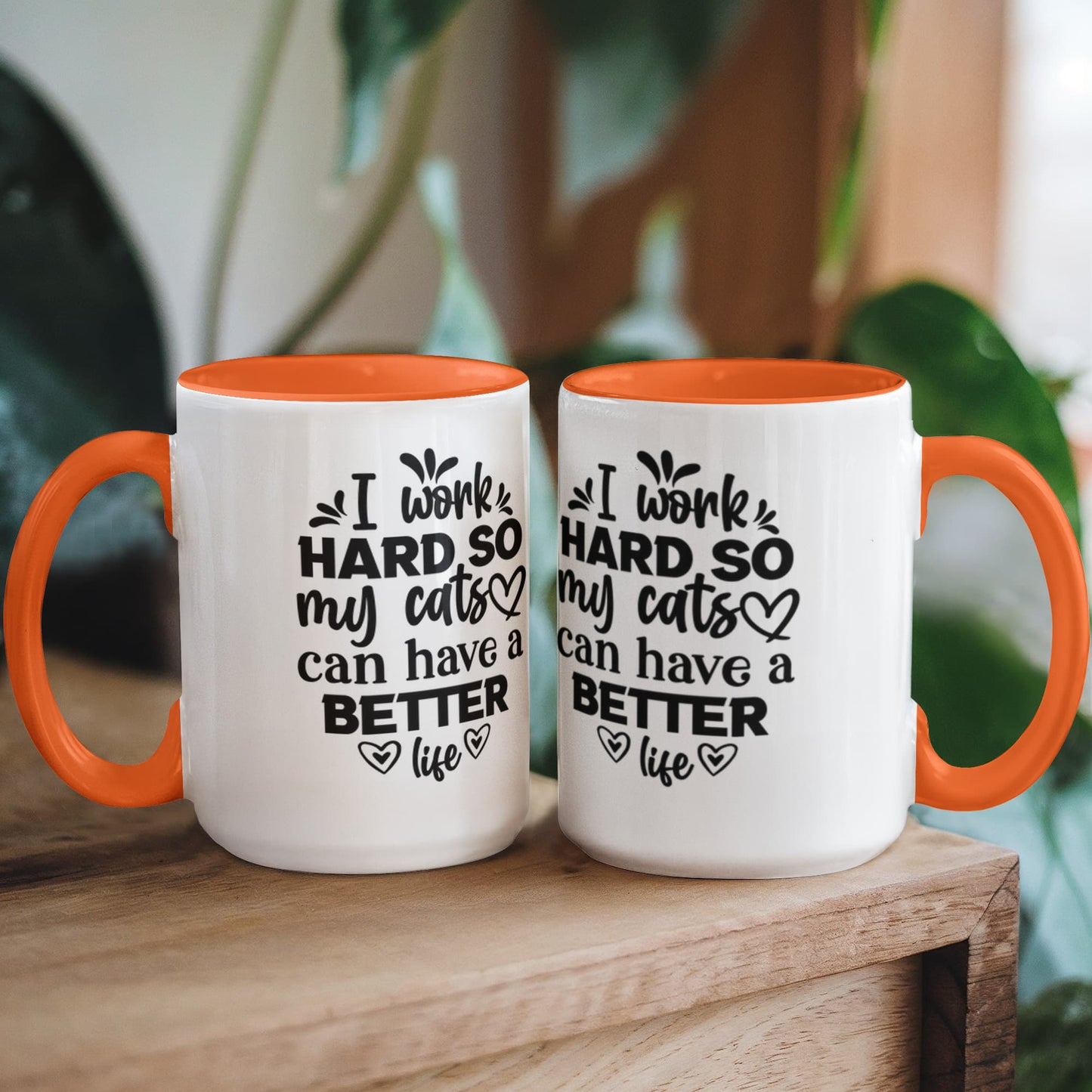 Cat Lover Color Accent Coffee Mug for Office Coworker  - 7 Colors