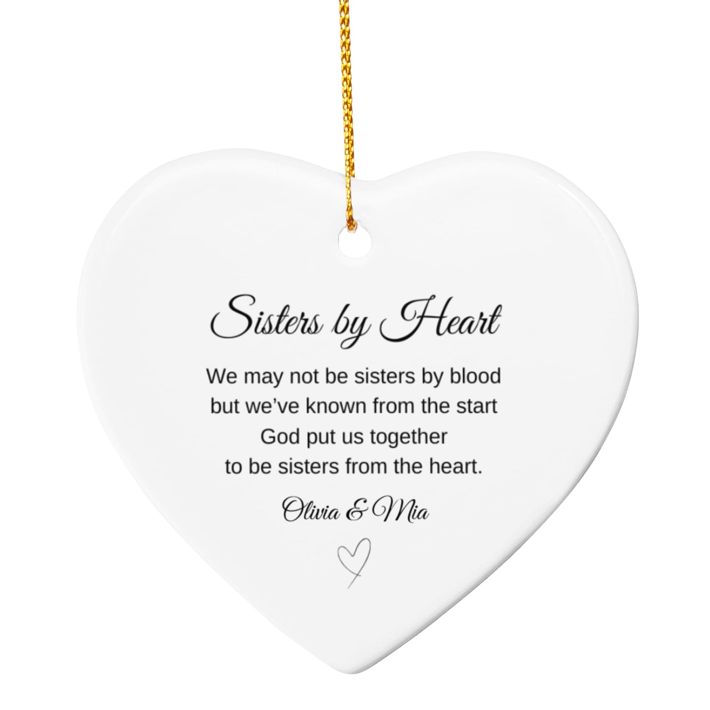 Sisters By Heart Ceramic Ornament