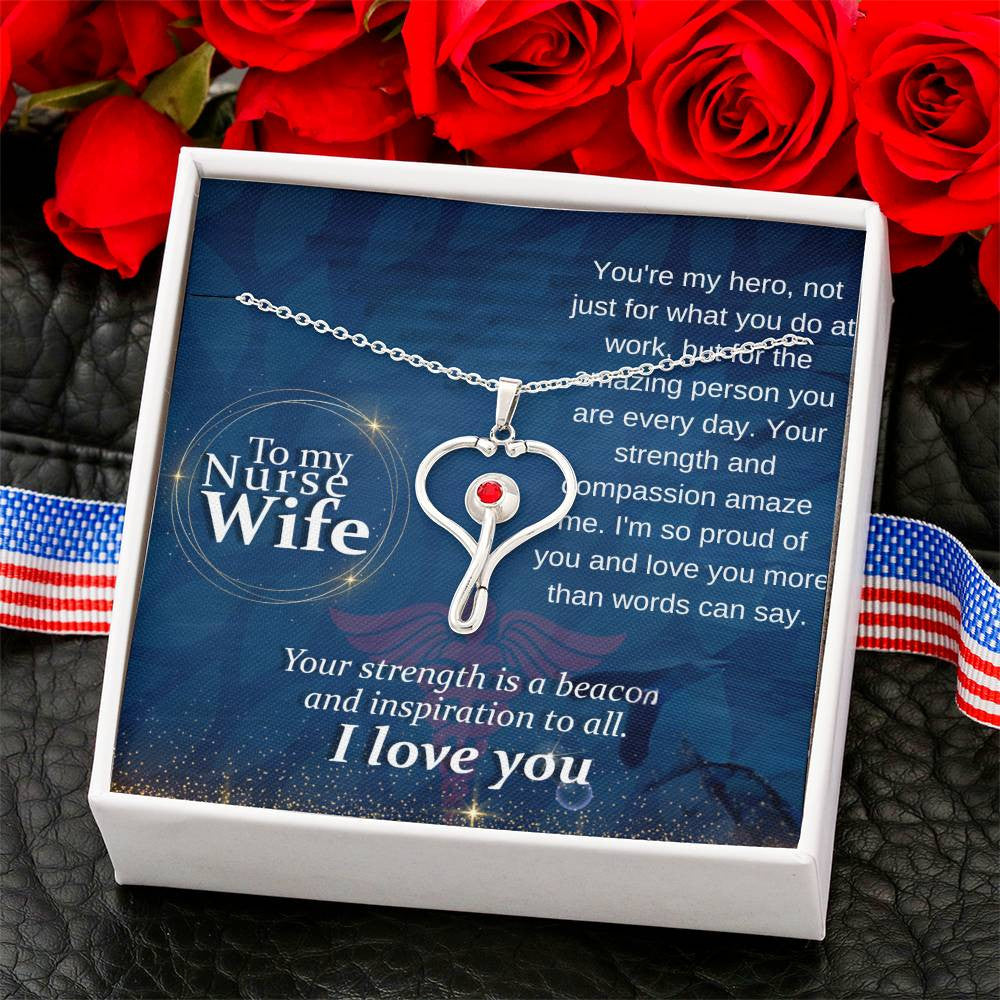 Nurse Wife Stethoscope Necklace - Thoughtful Gift for Her-[Heartfelt Family Gift]