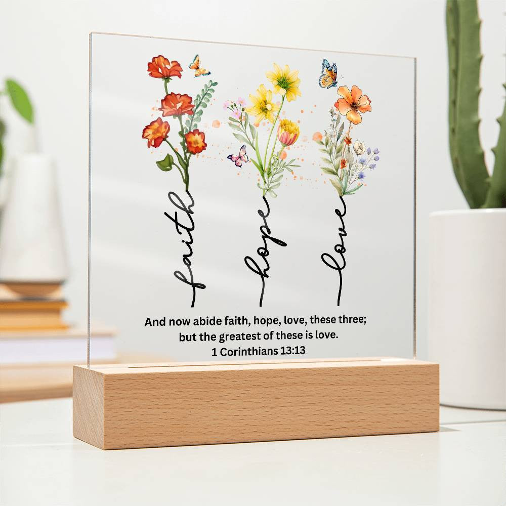 Faith Hope and Love Plaque Wedding Anniversary Gift-[Heartfelt Family Gift]