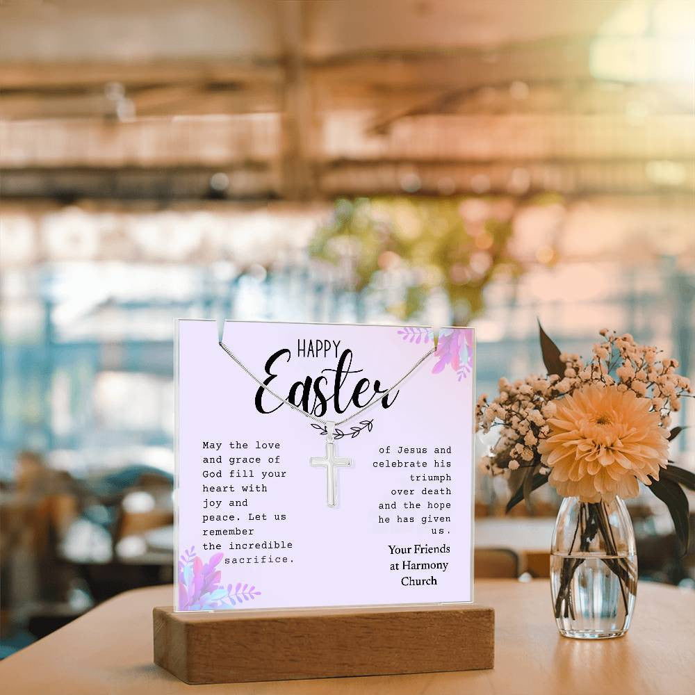 Easter Gift - Cross Necklace & Easter Sign Gift Bundle