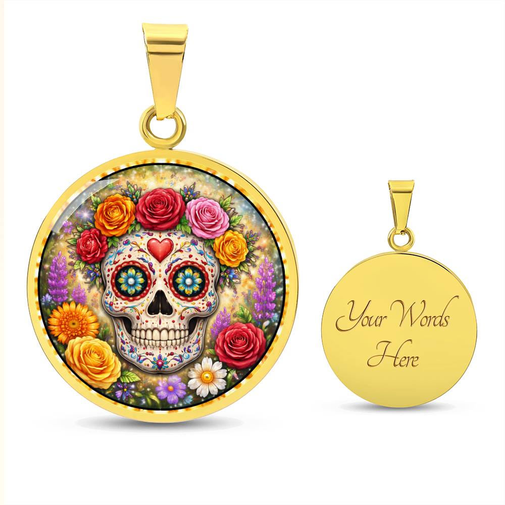 Sugar Skull Personalized Engraved Necklace Bracelet or Keychain