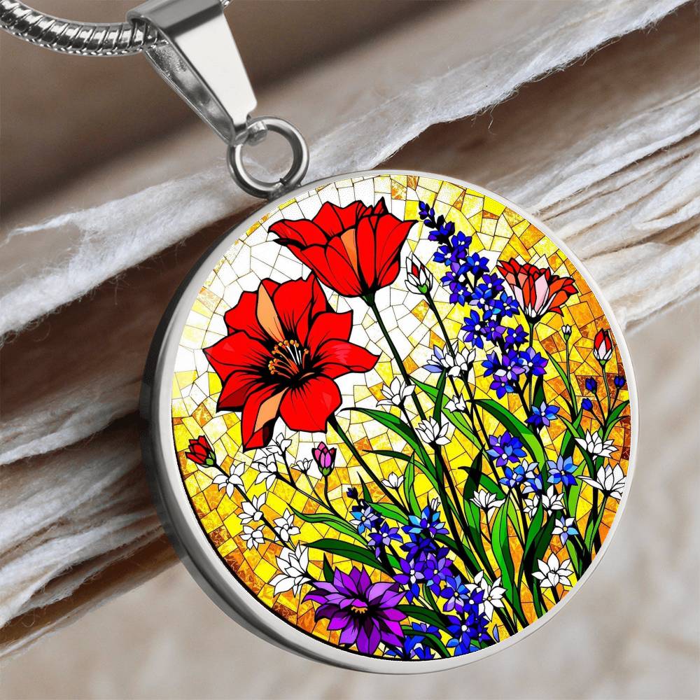 Poppy Floral Pendant Necklace