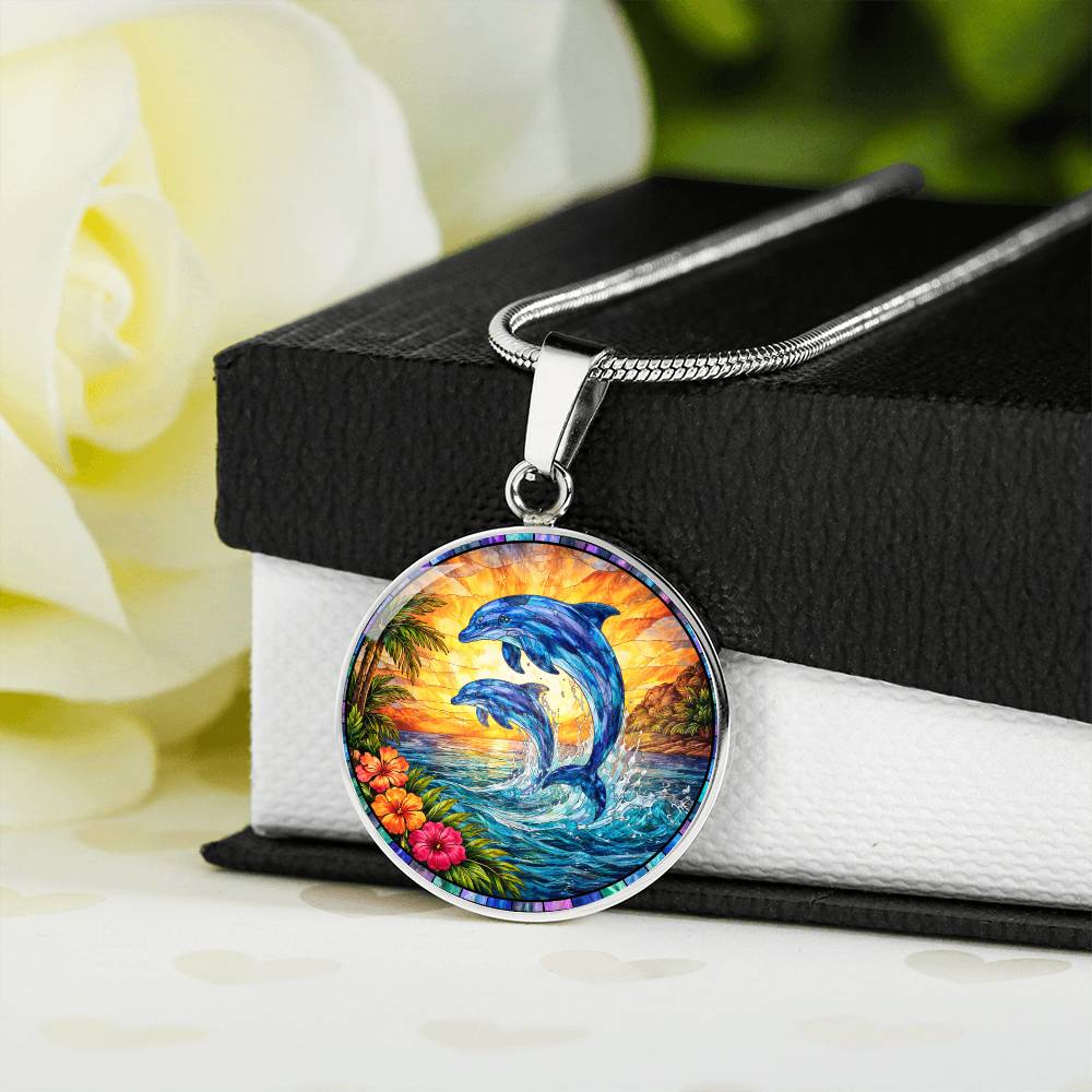Dolphin Engraved Pendant Necklace