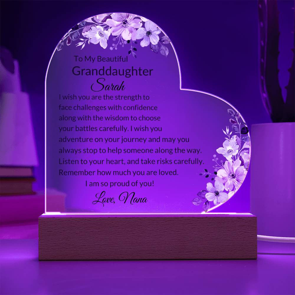 Granddaughter Personalized LED  Heart Plaque-[Heartfelt Family Gift]