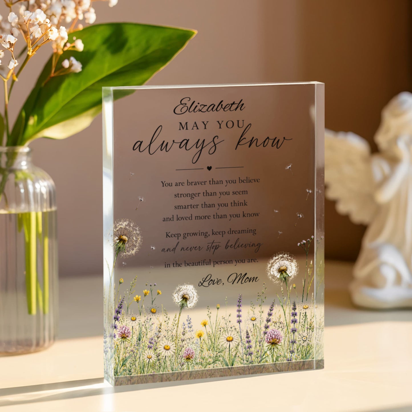 Encouragement Plaque for Daughter Granddaughter Friend, Custom Acrylic Block Gift, Inspirational Keepsake, Uplifting Home Decor Display