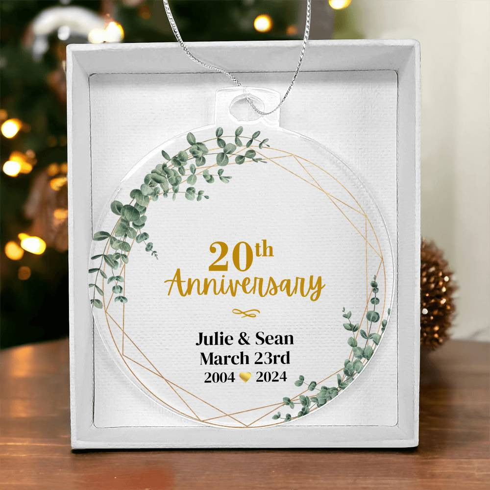 20th Wedding Anniversary Ornament