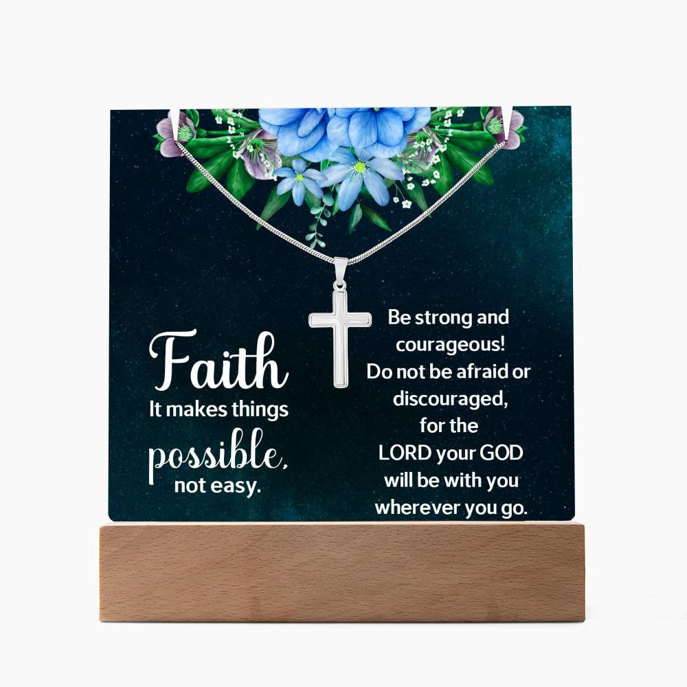 Faith Makes Things PossibleReligious Plaque & Cross Gift Set-[Heartfelt Family Gift]