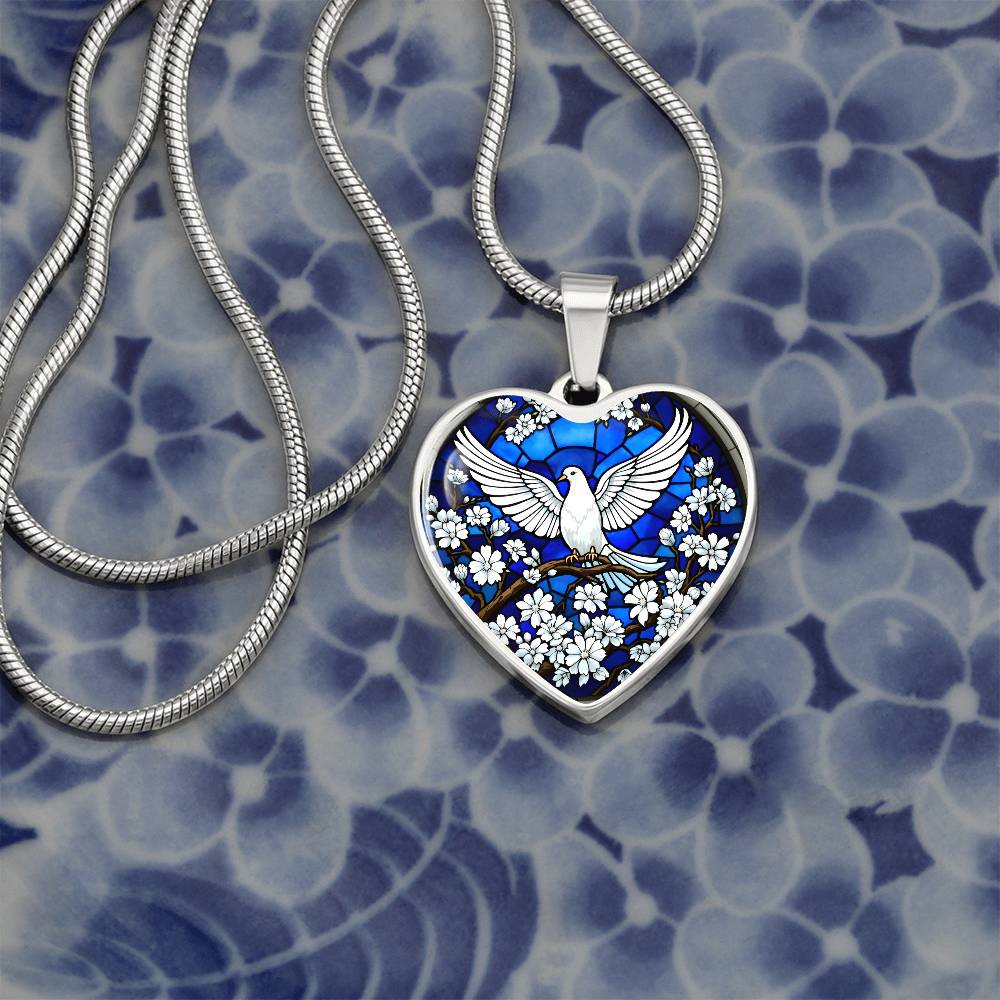 Holy Spirit Dove Engraved Pendant Necklace