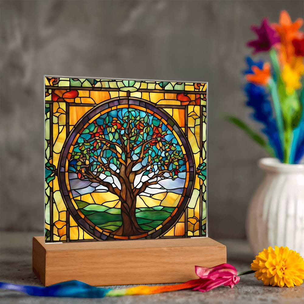 Tree of Life Acrylic Square Plaque-[Heartfelt Family Gift]