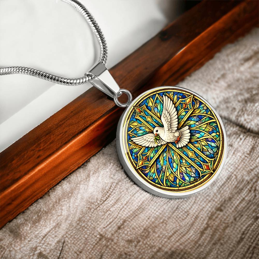 Personalized Dove and Holy Cross Necklace, Women's Religious Jewelry Gift