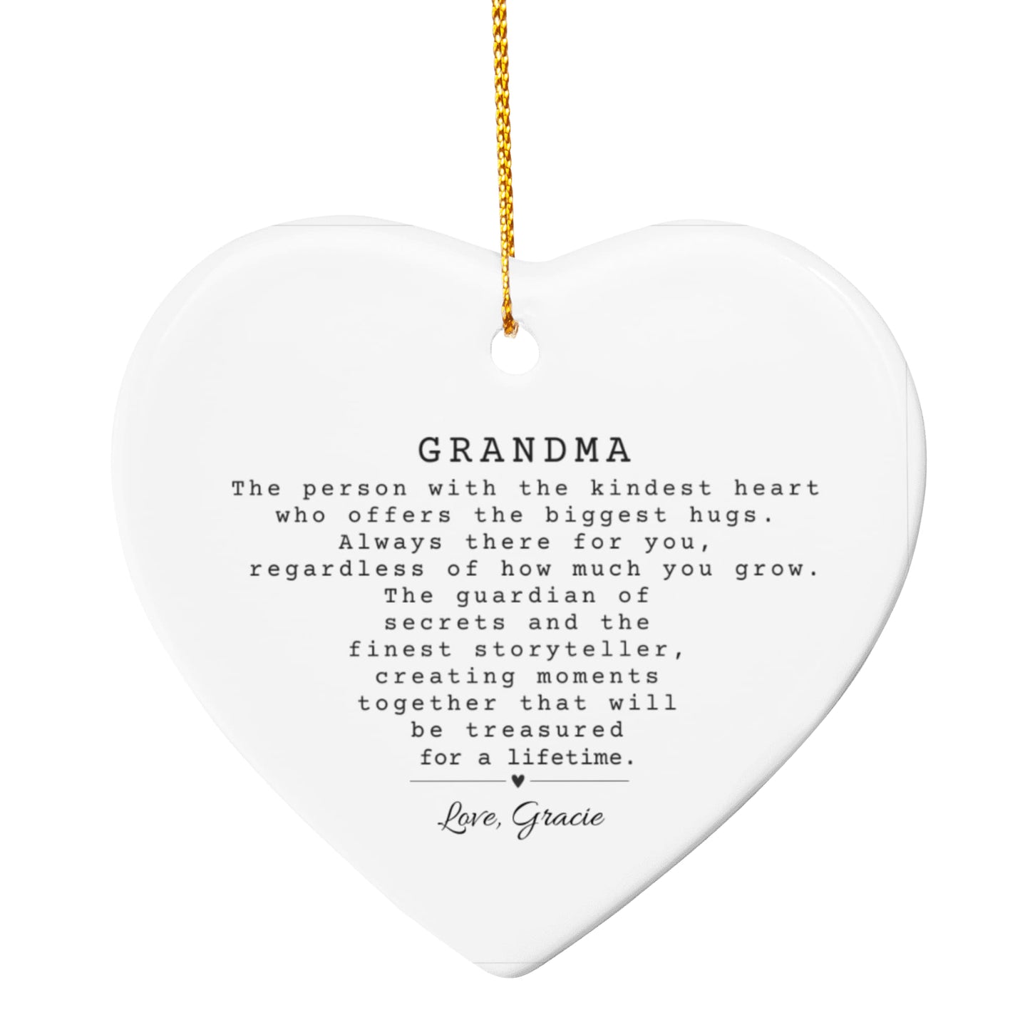Grandma Ceramic Heart Ornament