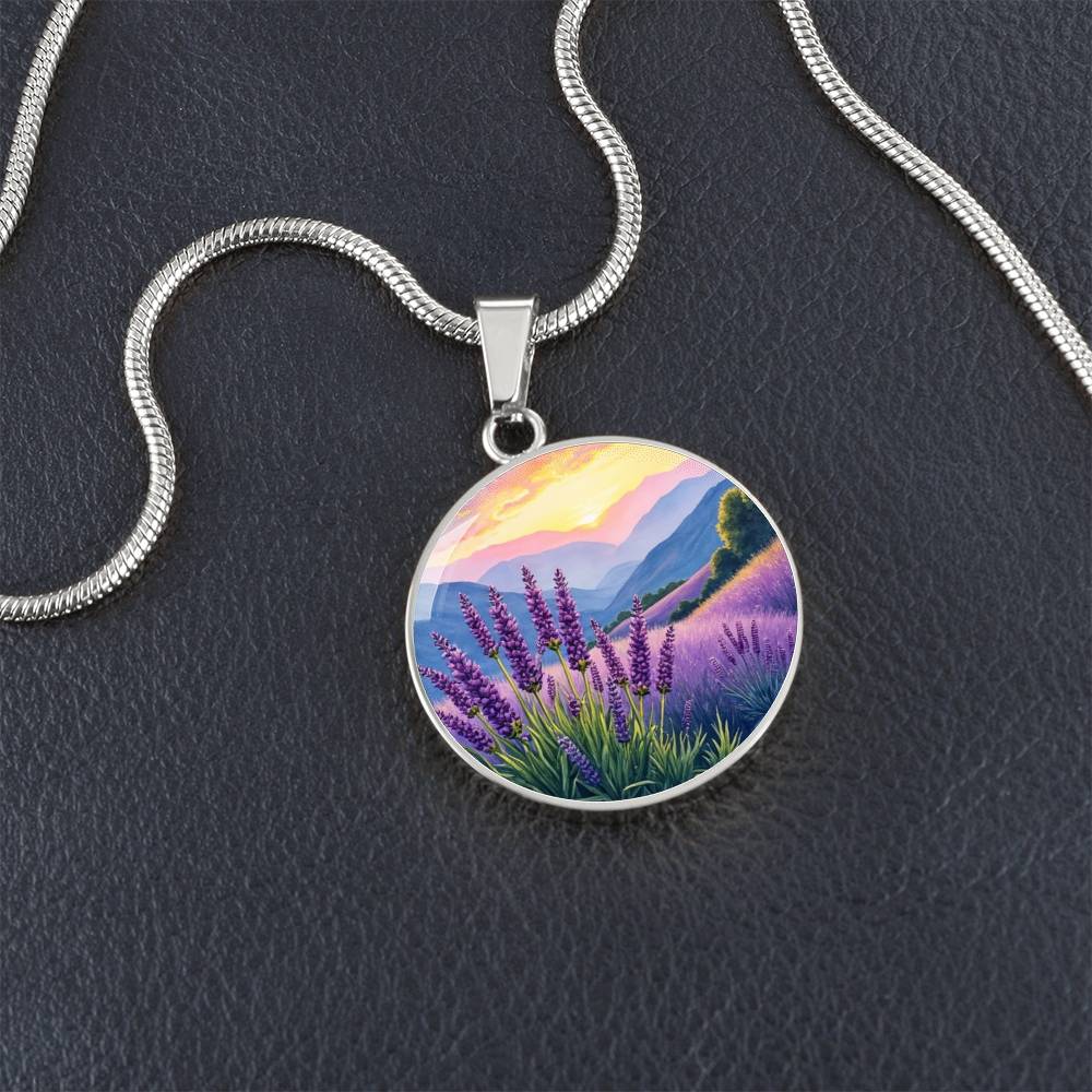 Lavender Field Necklace with Engraving