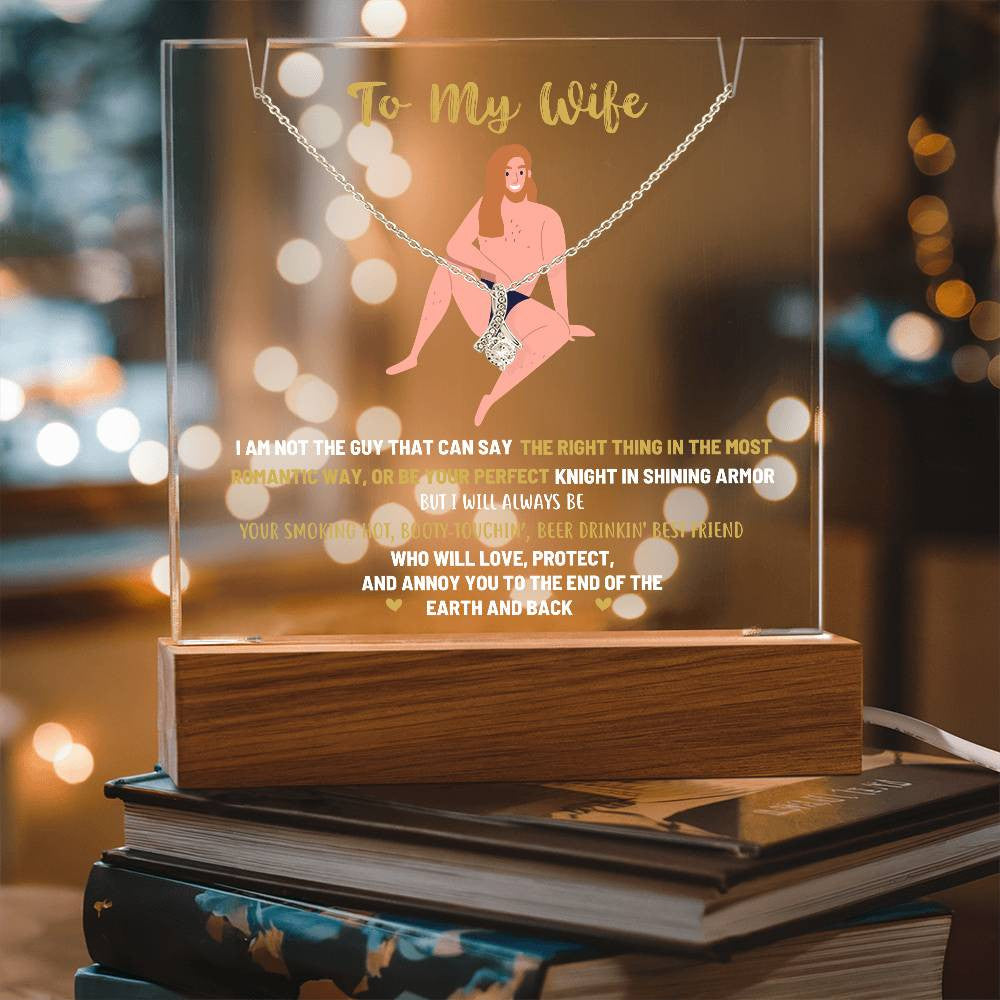 To My Wife Acrylic Jewelry Holder with Alluring Beauty Necklace-[Heartfelt Family Gift]