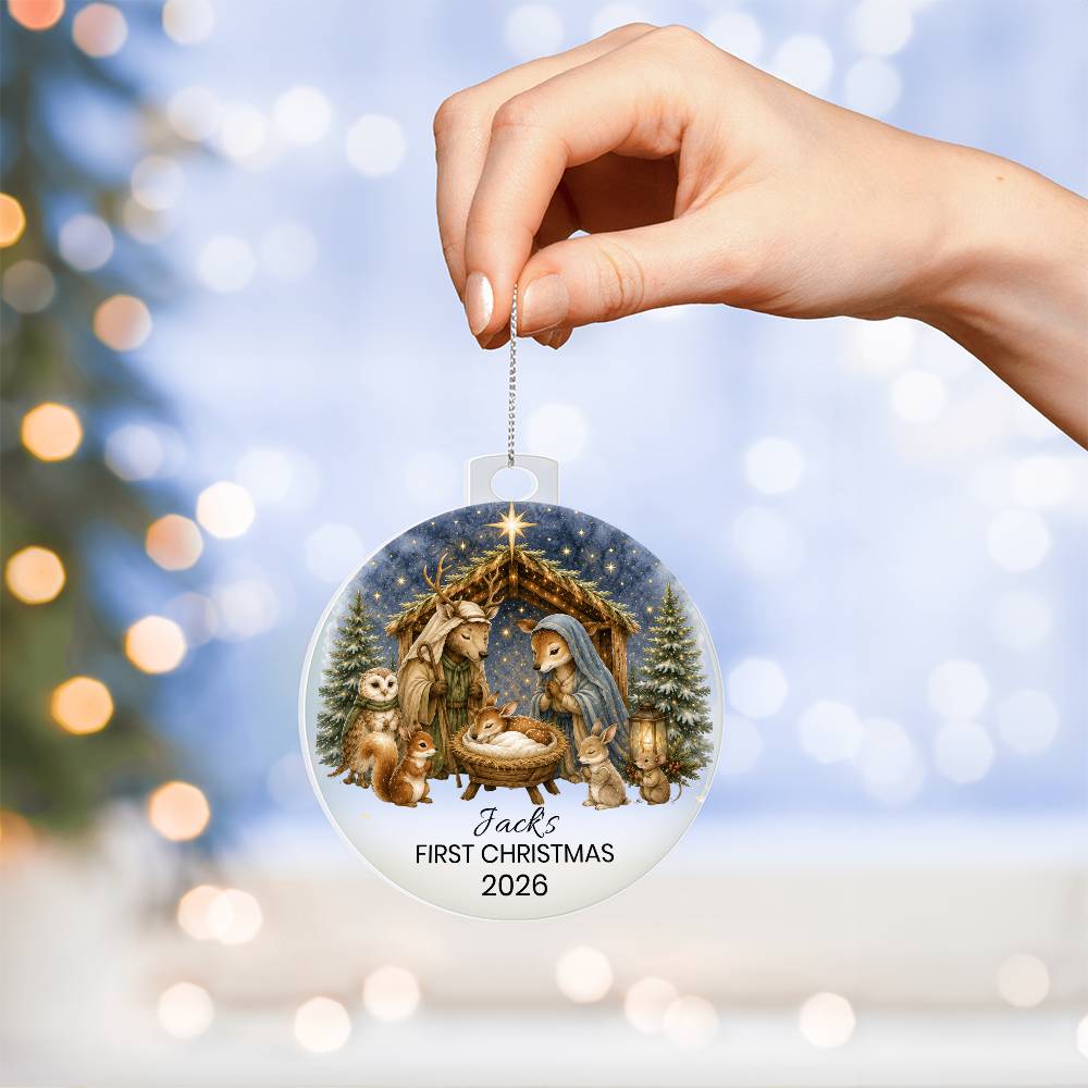 Woodland Animal Nativity Christmas Ornament
