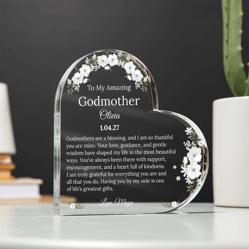 Personalized Godmother Acrylic Heart Gift