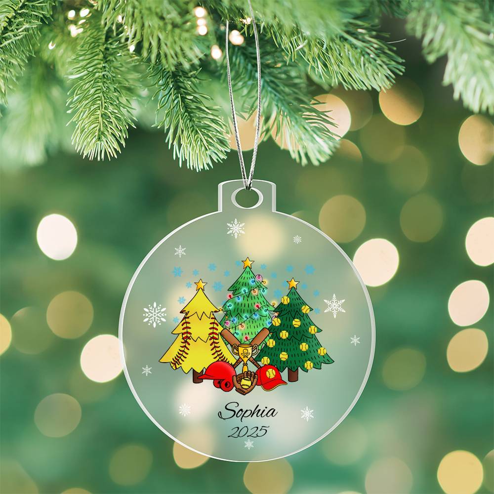 Softball Christmas Tree Ornament