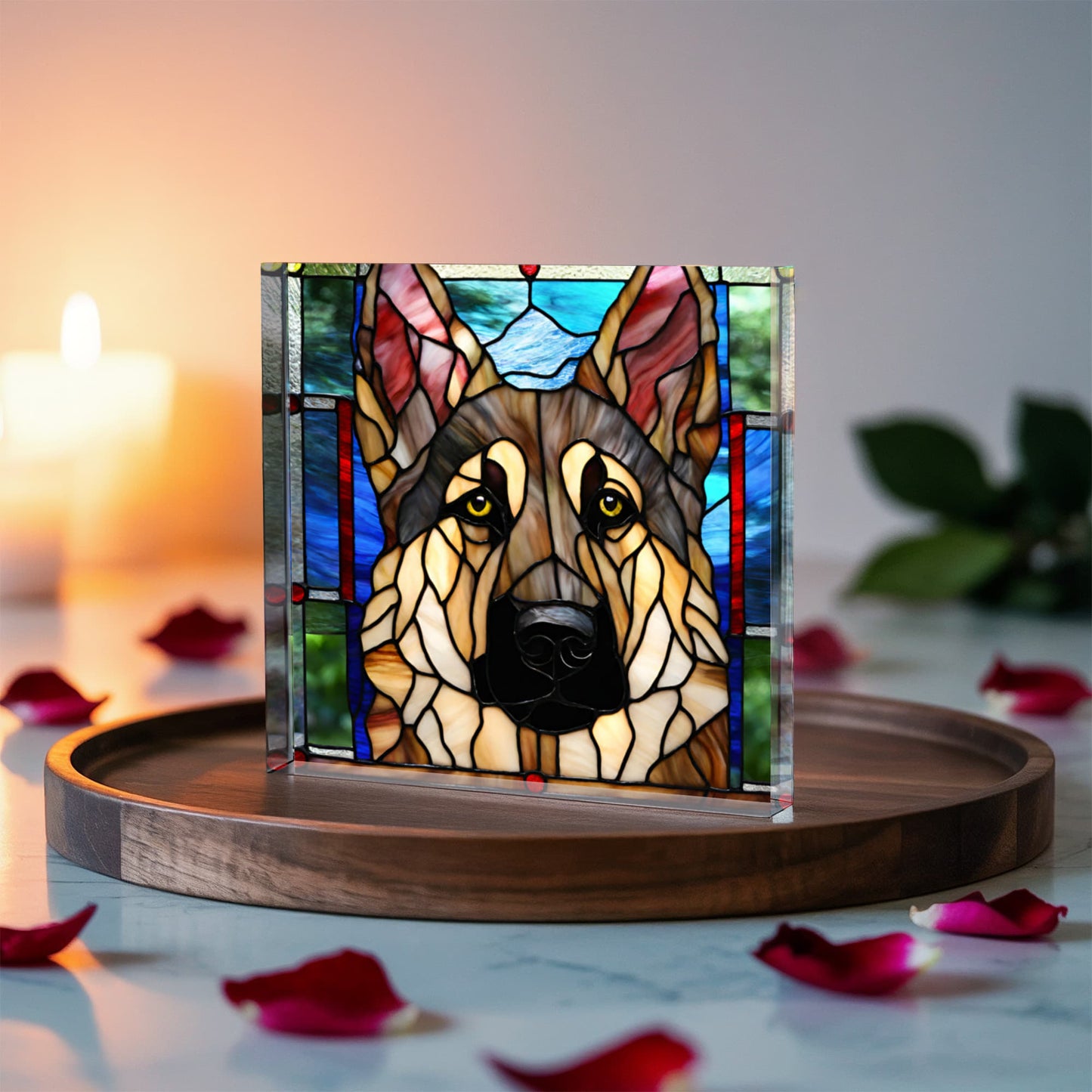 German Shepheard Stained Glass Style Acrylic Decor