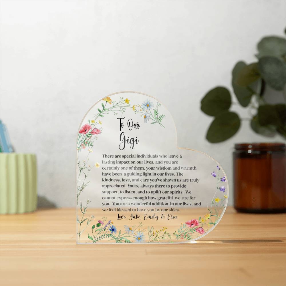 Gigi Acrylic Heart Plaque Gift