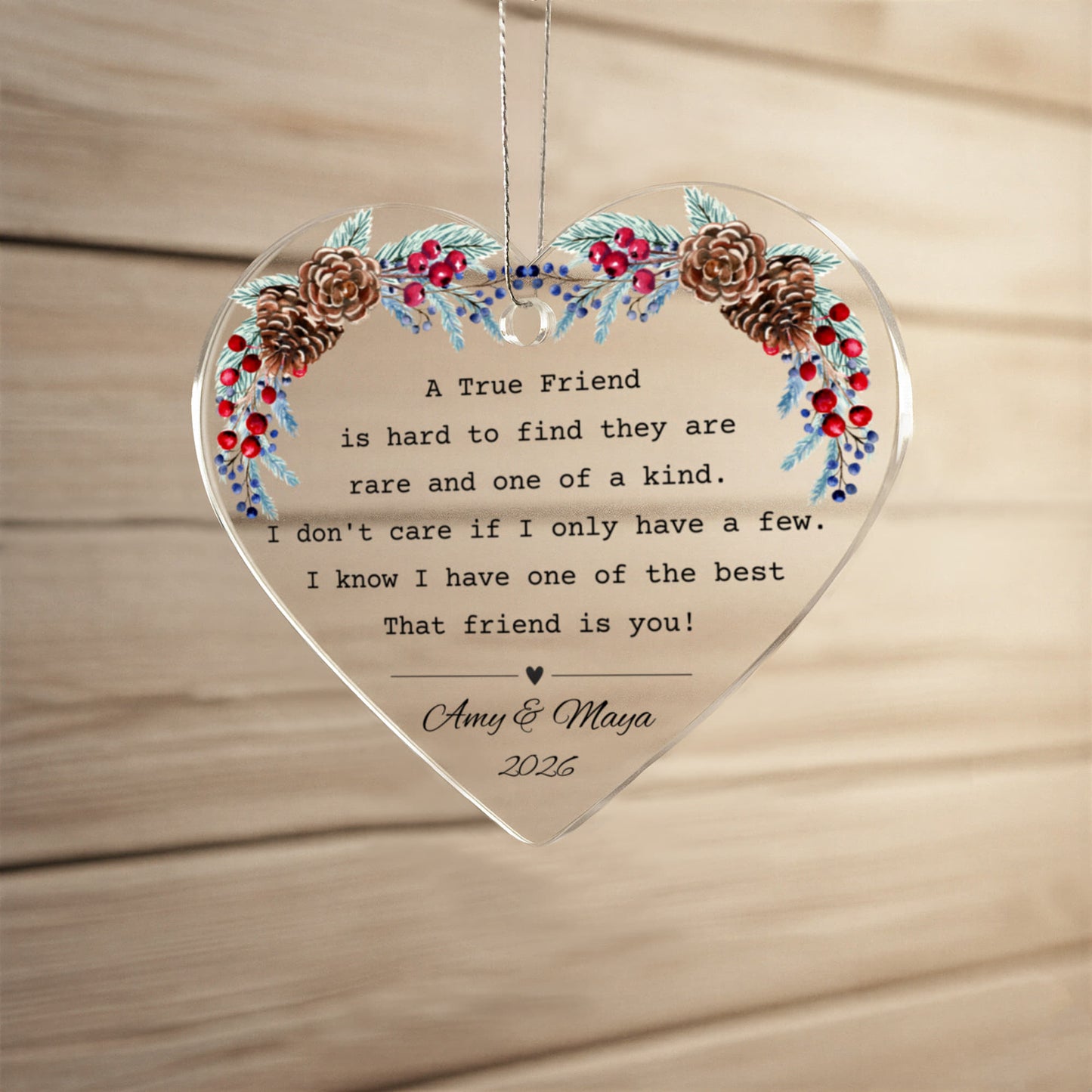 Friend Acrylic Heart Christmas Ornament