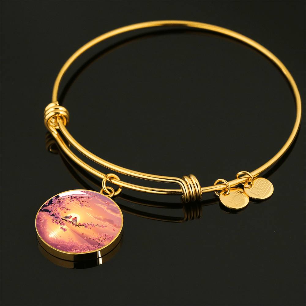 Love Birds Cherry Blossom Tree Pendant Necklace