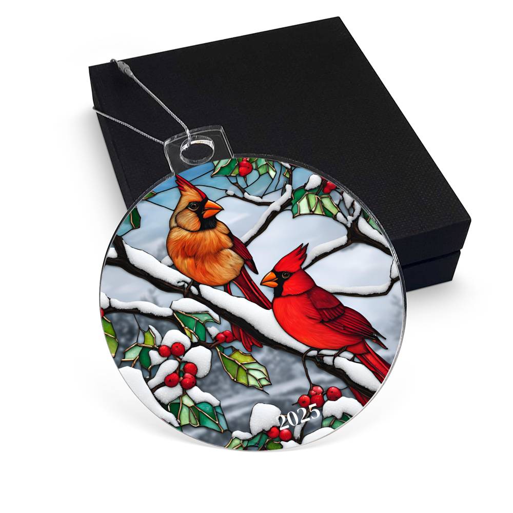 Cardinal Stained Glass Ornament