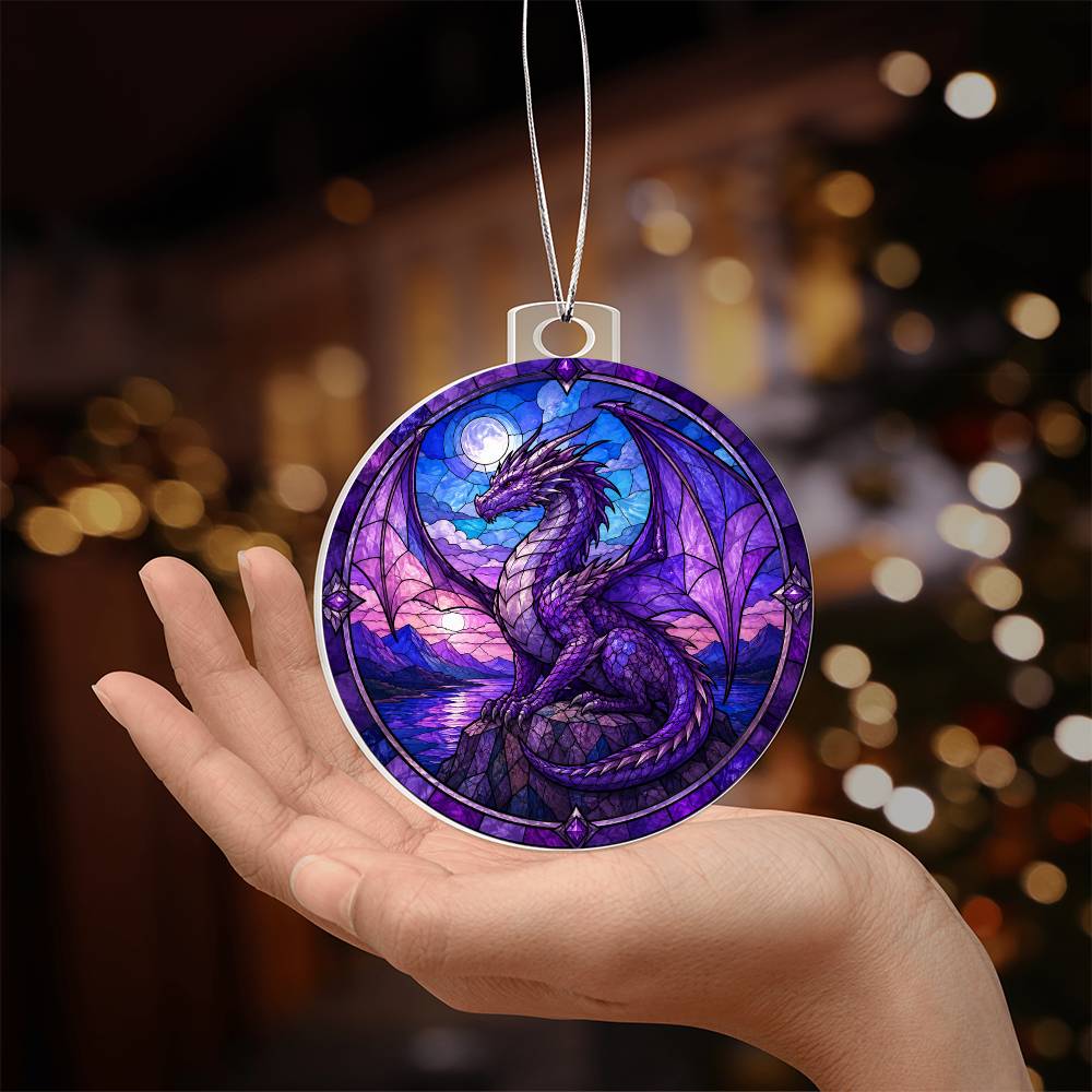 Purple Dragon Christmas Ornament