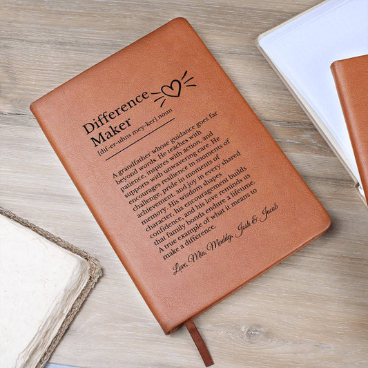 Personalized Grandfather Journal, Vegan Leather Notebook, Gift for Granddad, Inspirational Quote Journal, Custom Gift for Grandpa