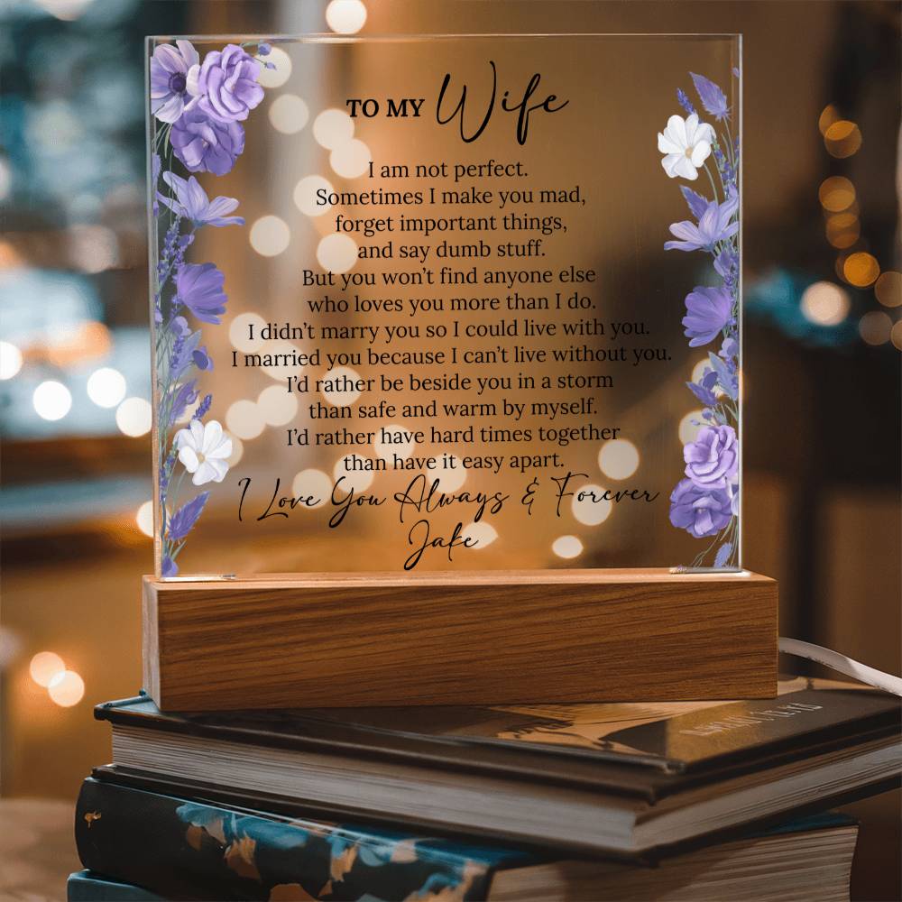 Personalized To My Wife Lighted Plaque