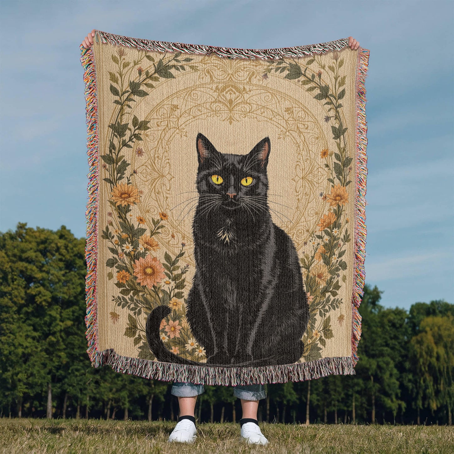 Black Cat Woven Blanket-[Heartfelt Family Gift]