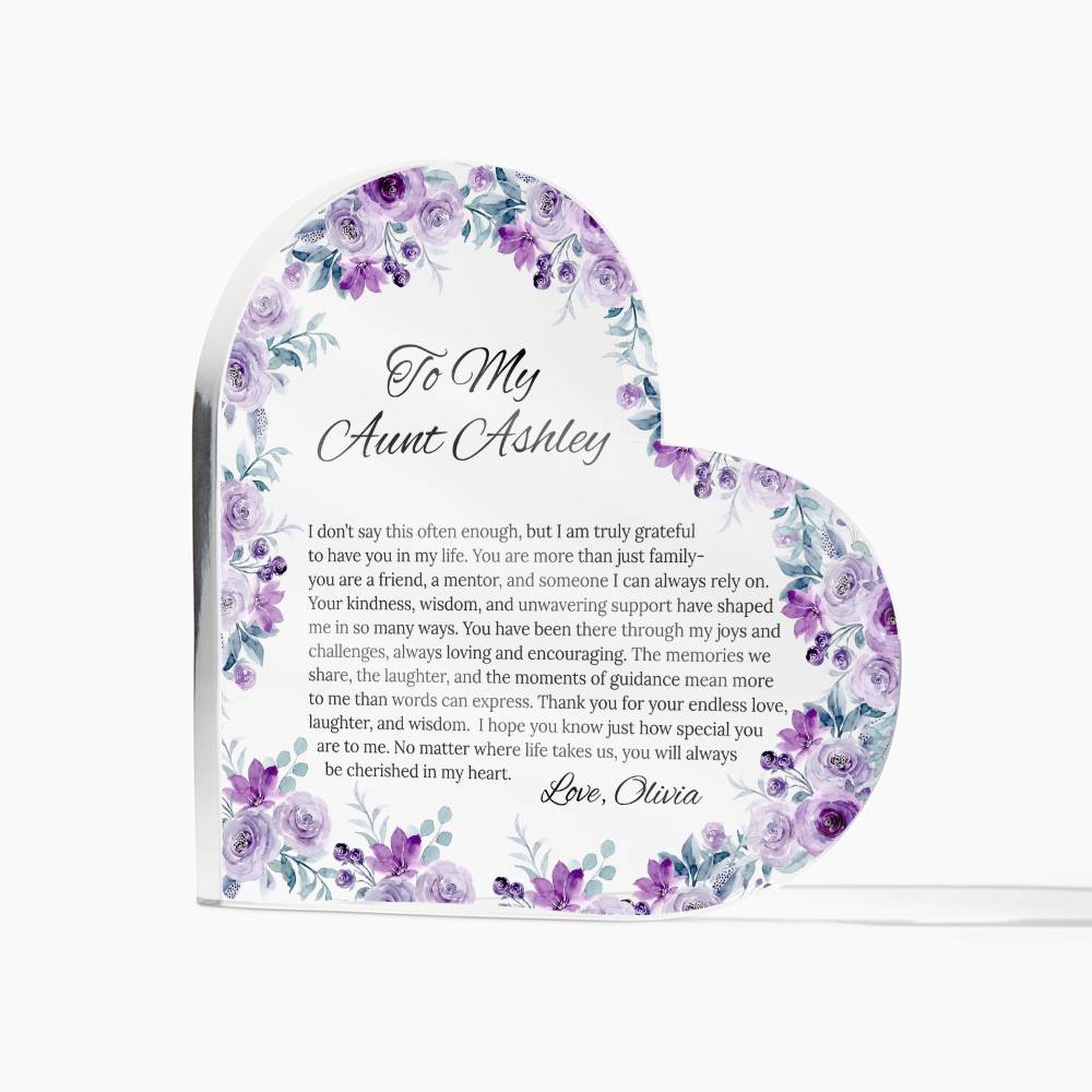 Personalized Aunt Acrylic Heart Plaque