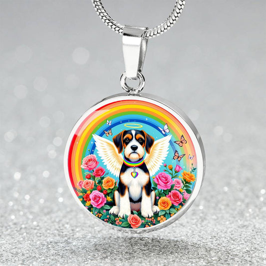 Beagle Dog Engraved Rainbow Bridge Memorial Necklace-[Heartfelt Family Gift]