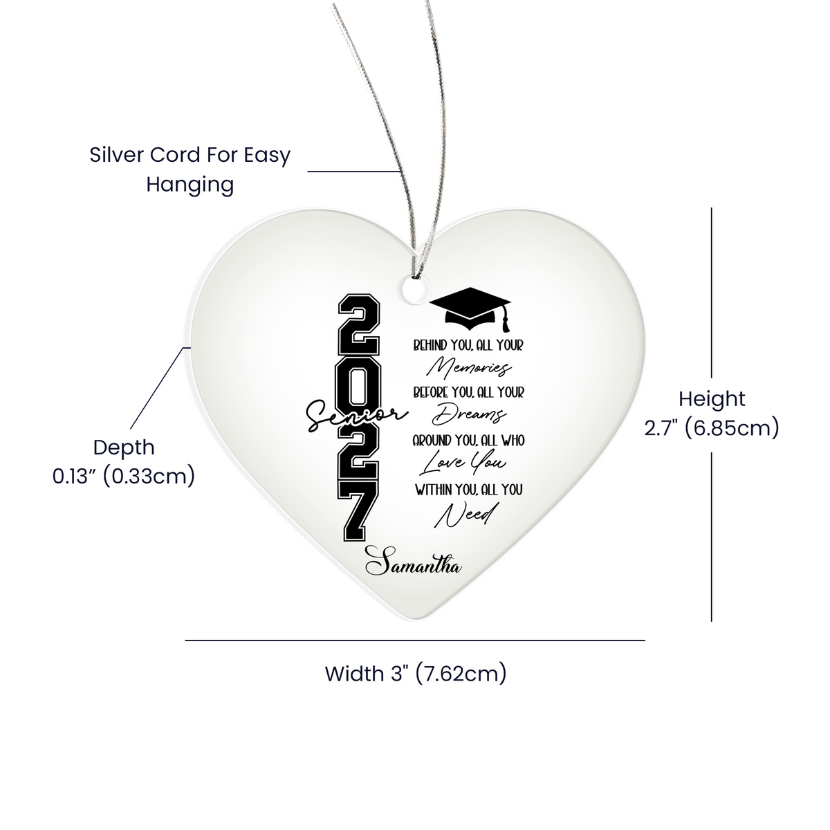 Class of 2027 Graduation Acrylic Heart Ornament