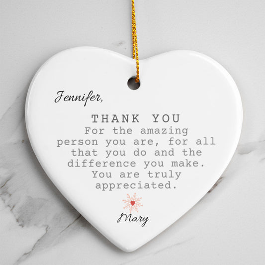 Thank You Ceramic Heart Ornament
