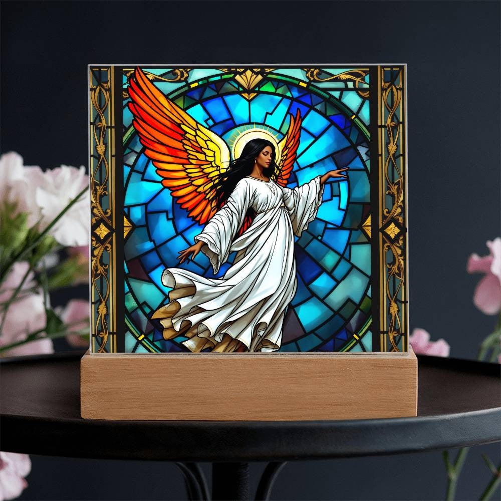 Guardian Angel African American LED Plaque Decor-[Heartfelt Family Gift]