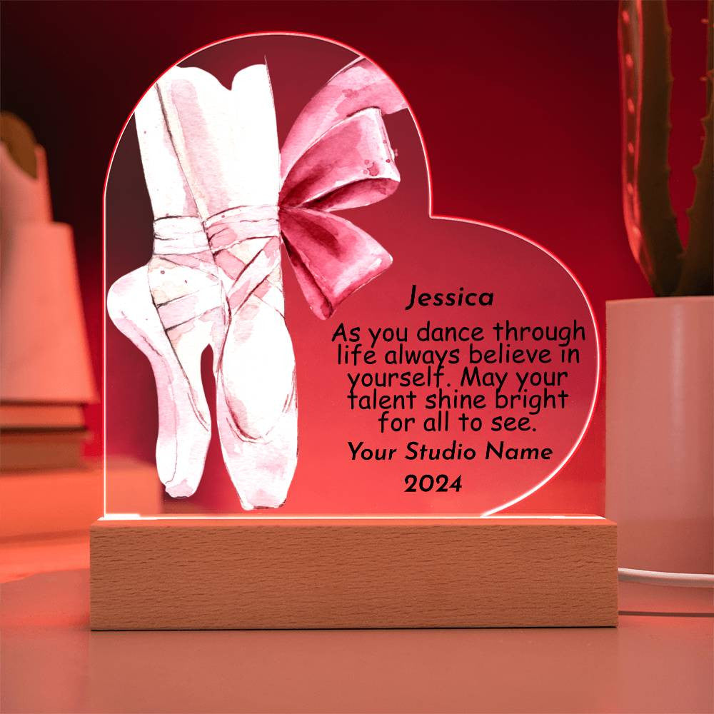 Personalized Dance Gift for Recital or Senior Year Acrylic Heart Plaque-[Heartfelt Family Gift]