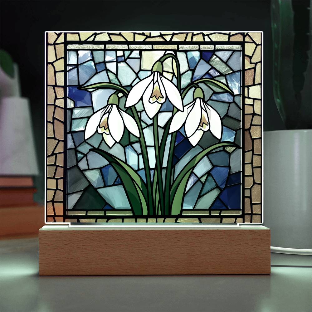 Snowdrop Acrylic Plaque Table Light