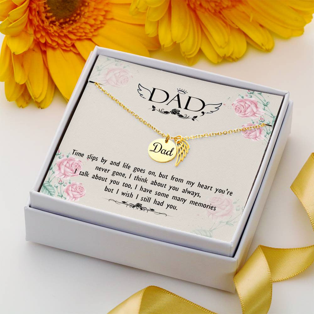 Dad Memorial Necklace Angel Wing Charm-[Heartfelt Family Gift]