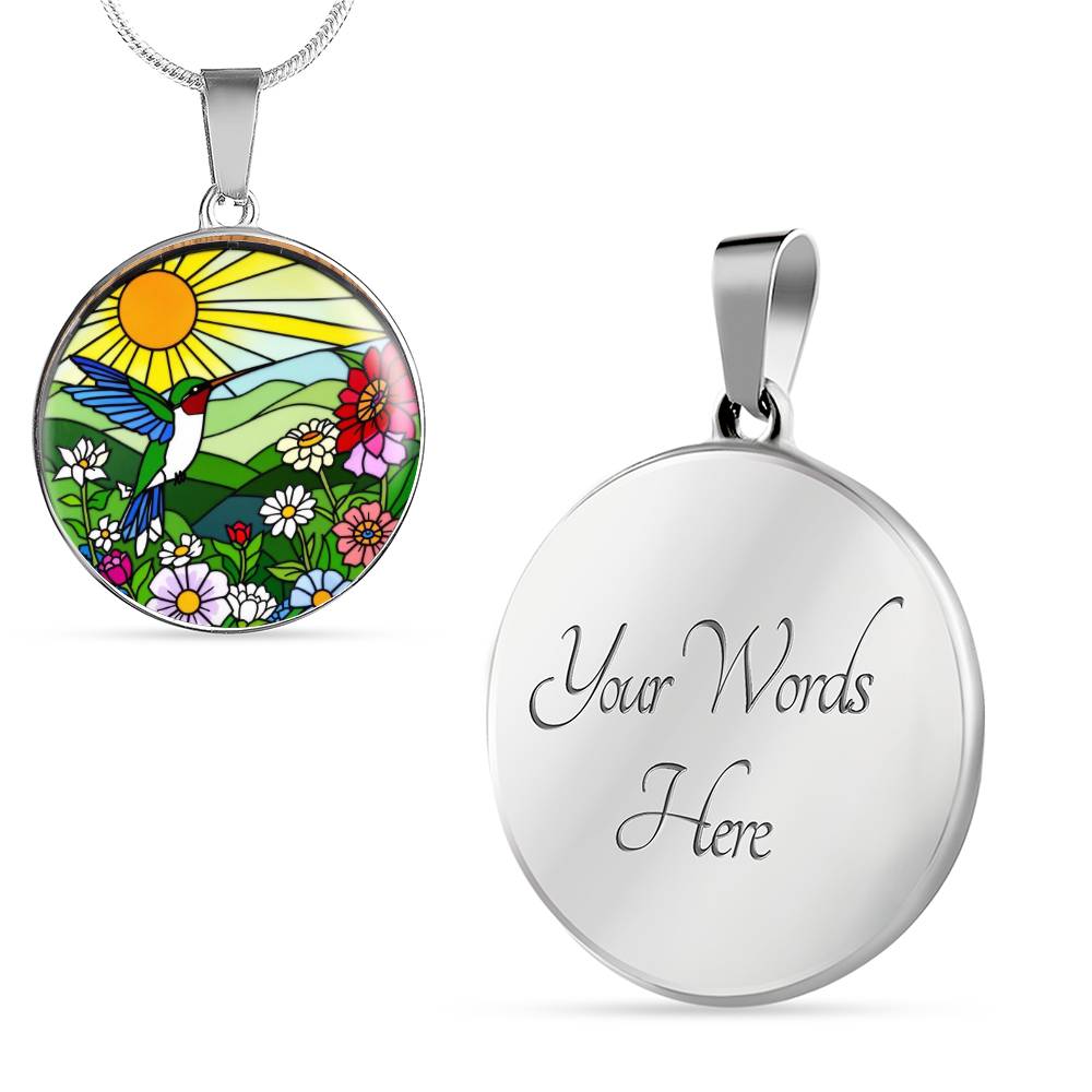 Hummingbird Necklace, Floral Pendant, Gift for Nature Lovers, Vibrant Jewelry, Artistic Necklace, Summer Accessory, Nature Inspired Necklace