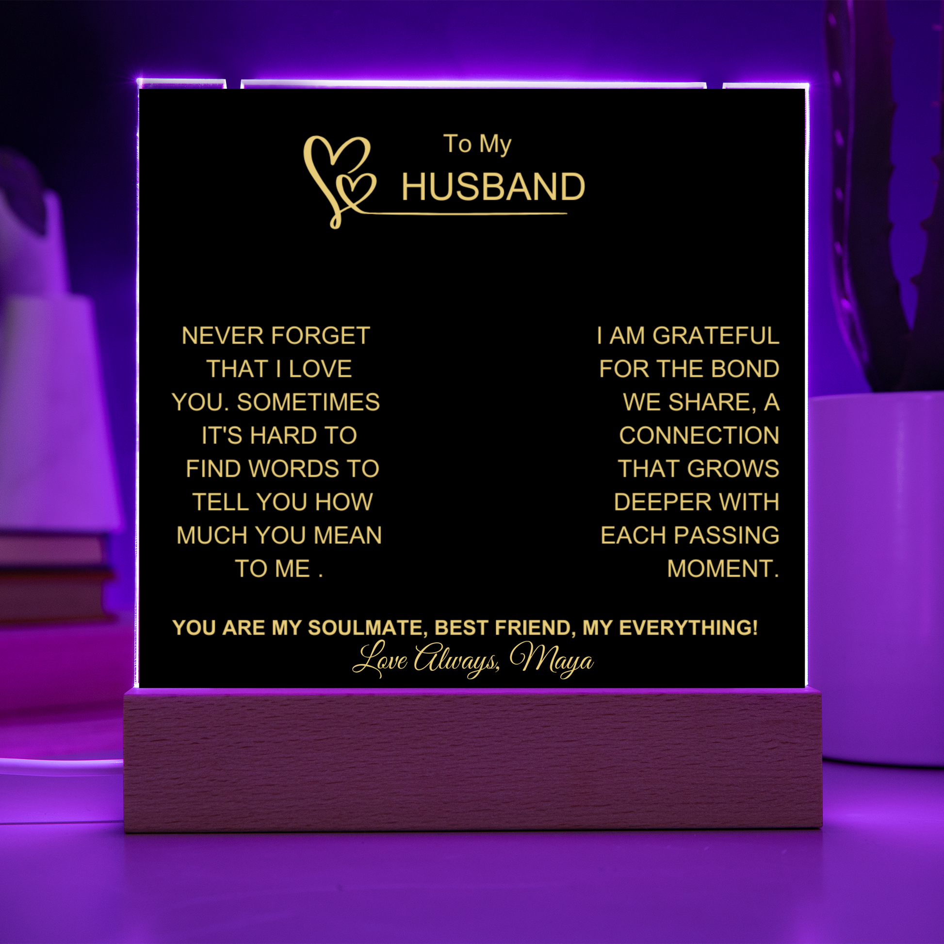 Husband LED Plaque and Cross Necklace Gift Set-[Heartfelt Family Gift]