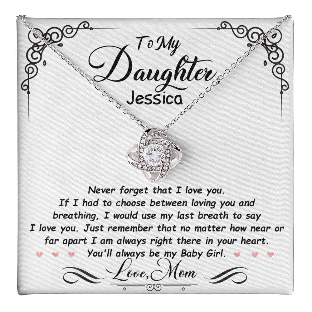 Personalized Love Knot Necklace Gift for Daughter from Mom or Dad-[Heartfelt Family Gift]
