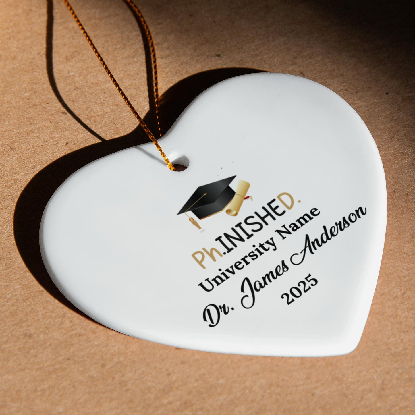 Phd Doctorate Degree Ceramic Heart Ornament