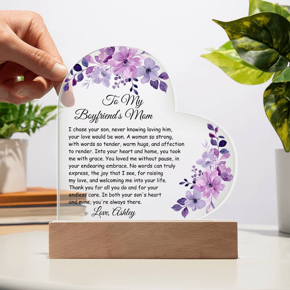 Boyfriends Mom Acrylic Heart Plaque-[Heartfelt Family Gift]