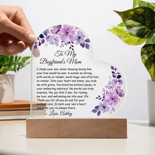 Boyfriends Mom Acrylic Heart Plaque-[Heartfelt Family Gift]